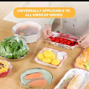200pcs Food Grade Plastic Wrap Covers for Freshness, Disposable Food Covers, Fruit and Vegetable Saran Wrap for Kitchen, Picnic, BBQ - Safe for Food Contact