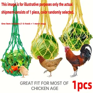 Durable Chicken Feed Bag with Hanging Hook, Reusable Breathable Mesh Net Feeder for Poultry Feeding, Easy Installation, Ideal for Coop, Farming & Gardening, Vegetables