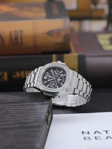 Rugged Men's Quartz Watch, Stainless Steel Watches, Stainless Steel Case & Black Dial With Luminous Markers, Rotatable Chronograph Bezel & Date Display, A High Cost-Performance Choice For Gifting