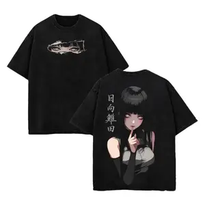 Naruto Hinata Hyuga Vintage Washed Graphic Tee Heavy Cotton Oversized Anime Streetwear Y2K Japanese Manga Clothing Waifu T-Shirt Gym Pump Cover Casual Cosplay Apparel Black Top Otaku Merch High Quality Men Women Exclusive Ninja Fan Gift Clothing Classic T
