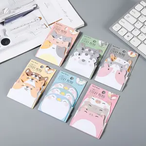6pcs Cute Animal Creative Sticky Notes, Cartoon Adhesive Paper, Fun Cartoon Animal Message Papers, Stickable and Removable, for Work and Study, Sticky Labels