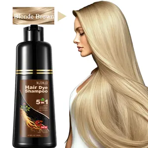 Fast-Acting Golden Brown Hair Dye Shampoo 5 in 1 for Hair Coverage, Nourishing Hair Color Wash for Both Men & Women, Rich Brown Shade Develops in 10–15 Mins, Long-Lasting Vibrant Color & Damage Repair Hair Treatment, 200ml
