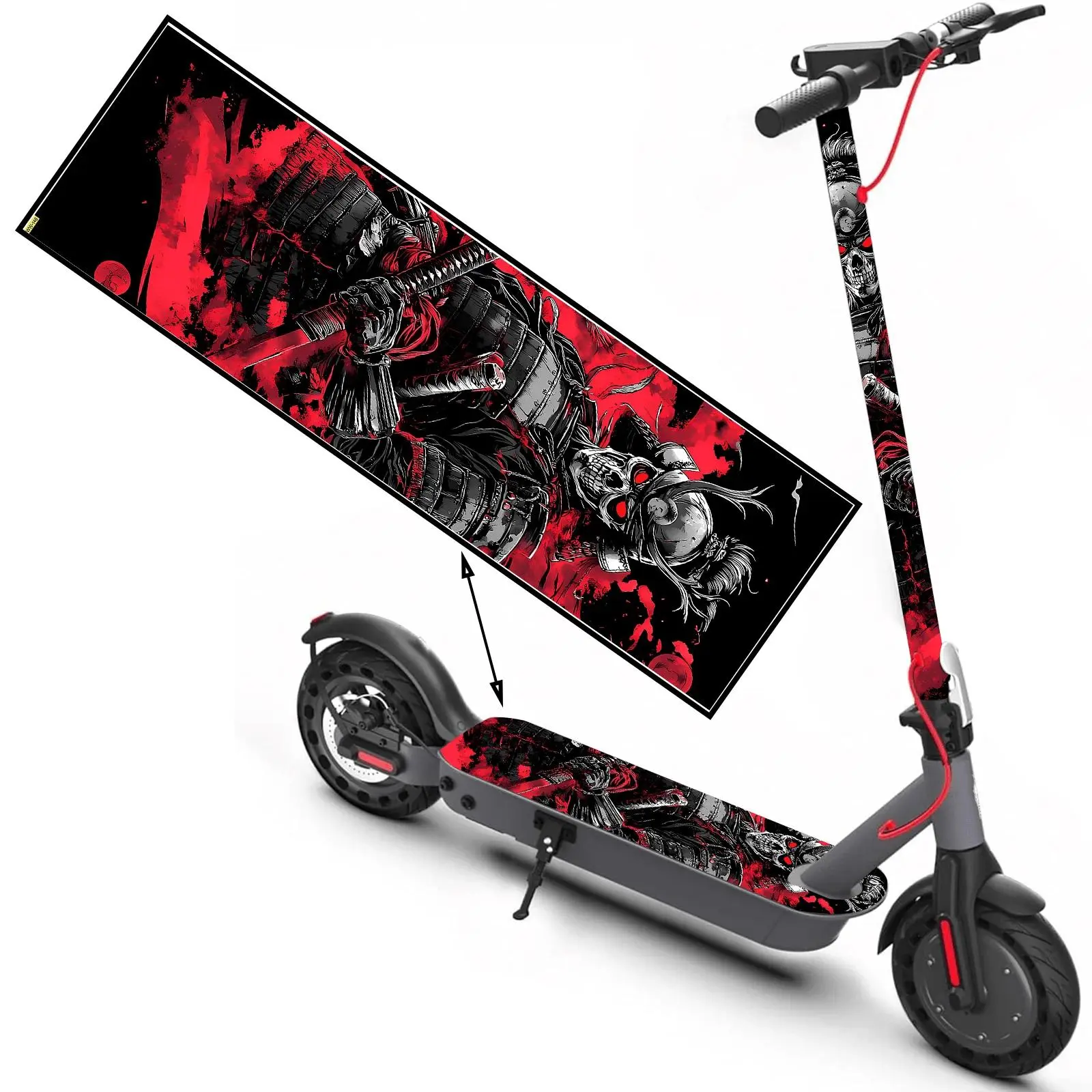 1PC 2D PLANE Cool Oriental Samurai pattern scooter sticker, scooter sticker, skateboard sticker, scooter floor mat sticker