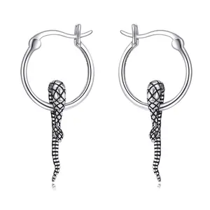 Snake Earrings Sterling Silver Snake Hoop Earrings