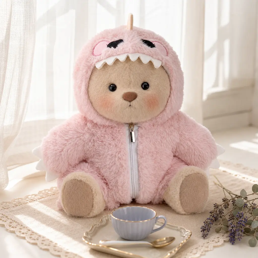 Getahug 12-inch Teddy Bear Plush Toy | Perfect as a gift for girls or girlfriends, full of summer vibes, comes with interchangeable outfits: plush hat, blue shark, pink dinosaur, plush elephant.Build-A-Bear,Back-to-school companion items