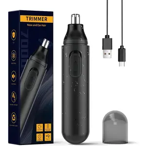 Ear and Nose Hair Trimmer for Men Women,Painless USB Rechargeable Nose Hair Trimmer Clipper,IPX7 Waterproof Dual Edge Blades Nasal Trimmer Nose Clippers for Easy Cleansing (Black) Comfort