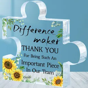 Difference Maker Gifts for Boss Manager Leader Mentor - Thank You Gifts Engraved Acrylic Puzzle Piece  - Coworker Leaving Present for Women Men, Acrylic Puzzle Plaque