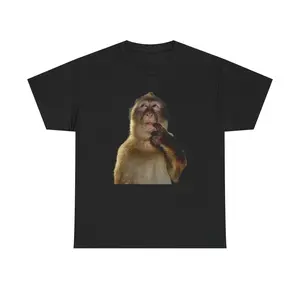 Hilarious Monkey Meme Graphic Cotton T shirt for Funny Animal Joke Lovers