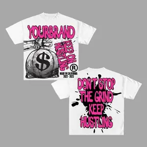 Y2K Graphic "Keep Hustling" Personalize Printed Tshirt Casual Cotton christian Round Neck Streetwear