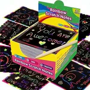Vibrant Scratch Card Set, Scratching Fun, Vivid Patterns, Safe, Rainbow Mini Art Notes, Imaginative Oil Paper Board, Ideal for DIY Crafts, Party Supplies, Kids, Students, Creative Craft Kit