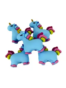 F25- (1)PC 1.1" 3D Light Blue/Rainbow Unicorn Focal Bead for DIY Keychains, Wristlets, Cup Charms, Car Charms ETC