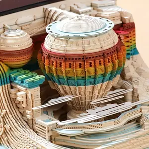 3D Paper Carved Sticky Notes And Desk Calendar With Hot Air Balloon Design - The Perfect Office Desktop Decoration And Travel Companion