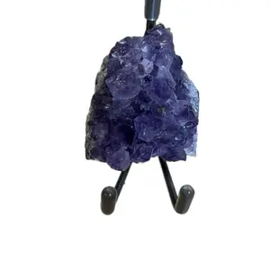 Mini Amethyst Geode on Display Stand - Purple Crystal Rock Specimen for Collection or Display - Approximately 2 lbs Earth's Natural Wonder