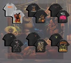 [COLLECTION] Five Nights At Freddy's Washed Cotton T-shirt 2 Sided Oversize Graphic Tee FNAF Freddy Springtrap Horror Game Merch Unisex Streetwear Top