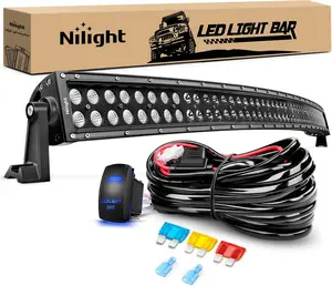 Nilight 50Inch 50 Inch 288W Curved Spot Flood Combo Bar LED Off Road Driving Light and 1PC 14AWG 12V 5Pin Rocker Switch Wiring Harness Kit-1 Lead rocker switch Vehicle Automotive  dealsforyoudays