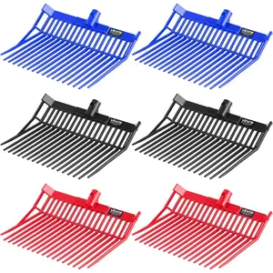 VEVOR 6PCS Manure Fork Replacement Head, 18 Angled Tines Horse Manure Fork Head, Durable Plastic Pitchfork Heads, Horse Mulch Rake for Picking up Stable Stall Muck Grass Hay Cleaning Farm Work