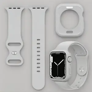 2-in-1 Silicone Watch Band with Protective Case, Multi-Color Replacement Strap Cover Set for Smart Watch