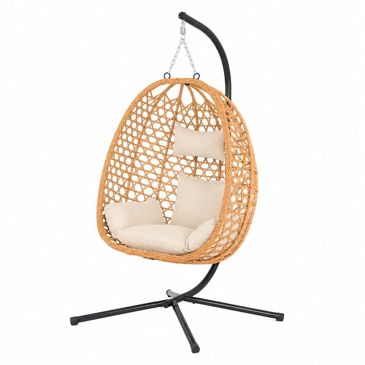 Egg Swing Chair-Wicker Design, Perfect for indoor and Outdoor Use, Supports Up to 350LB, Includes Cushion for Extra Comfort