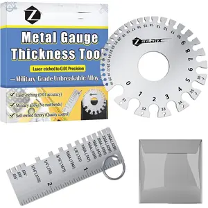 Wire Gauge Measuring Tool (2 Pcs) - Round Dual Sided Metal Sheet Gage & Metal Sheet Thickness Gauge, Stainless Sheet Wire Size Chart & Welding Measurement Tool