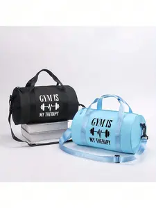 Dumbbell Print Crossbody Bag, Adjustable Strap, Durable Fabric, Fitness, Dance, Commute, Outdoor, Small Gym Bag, Street Style, Running Gear, Yoga Bag