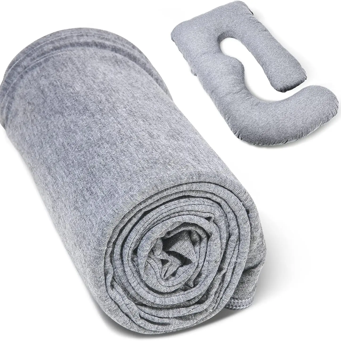 Momcozy Pregnancy Pillow Cover J/U Shaped, Soft & Machine Washable, Grey 1 Pack