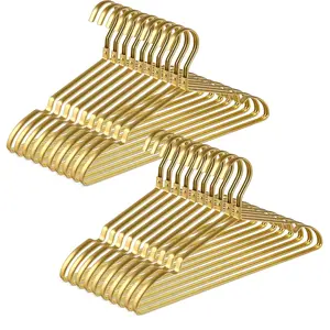 20 Pack Premium Matte Gold Aluminum Coat Hangers, 16.5” Extra Smooth & Durable Metal Shirt Dress Hanger, Light & Sturdy Metal Rack for Jacket Trouser Pant Slack