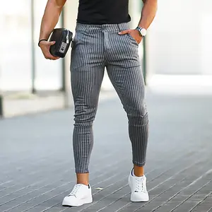 Gingtto Men's Chino Slim Fit Stretch Pinstripe Dress Pants Skinny Casual Business Golf Trousers