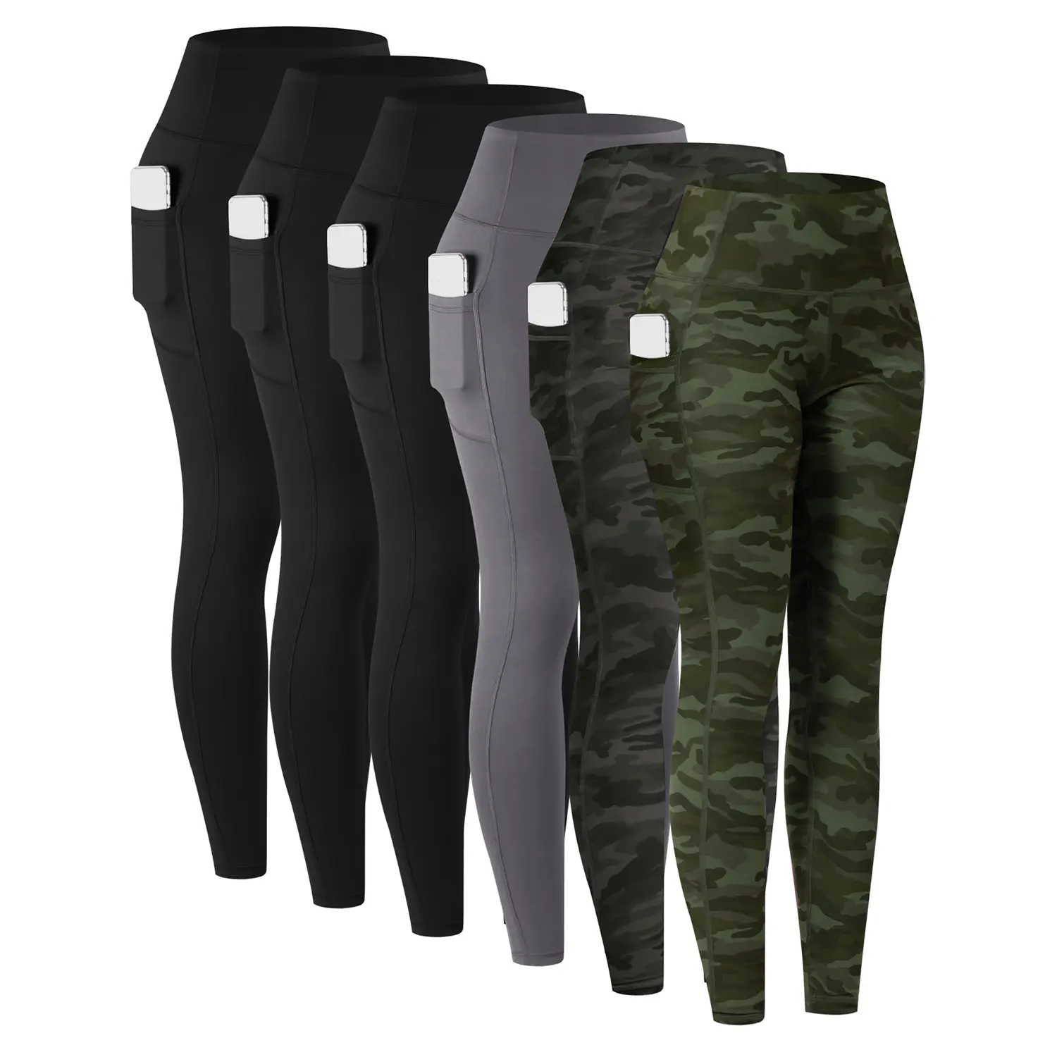 6PCS-3Black+Gray+Camouflage Gray+Camouflage Green