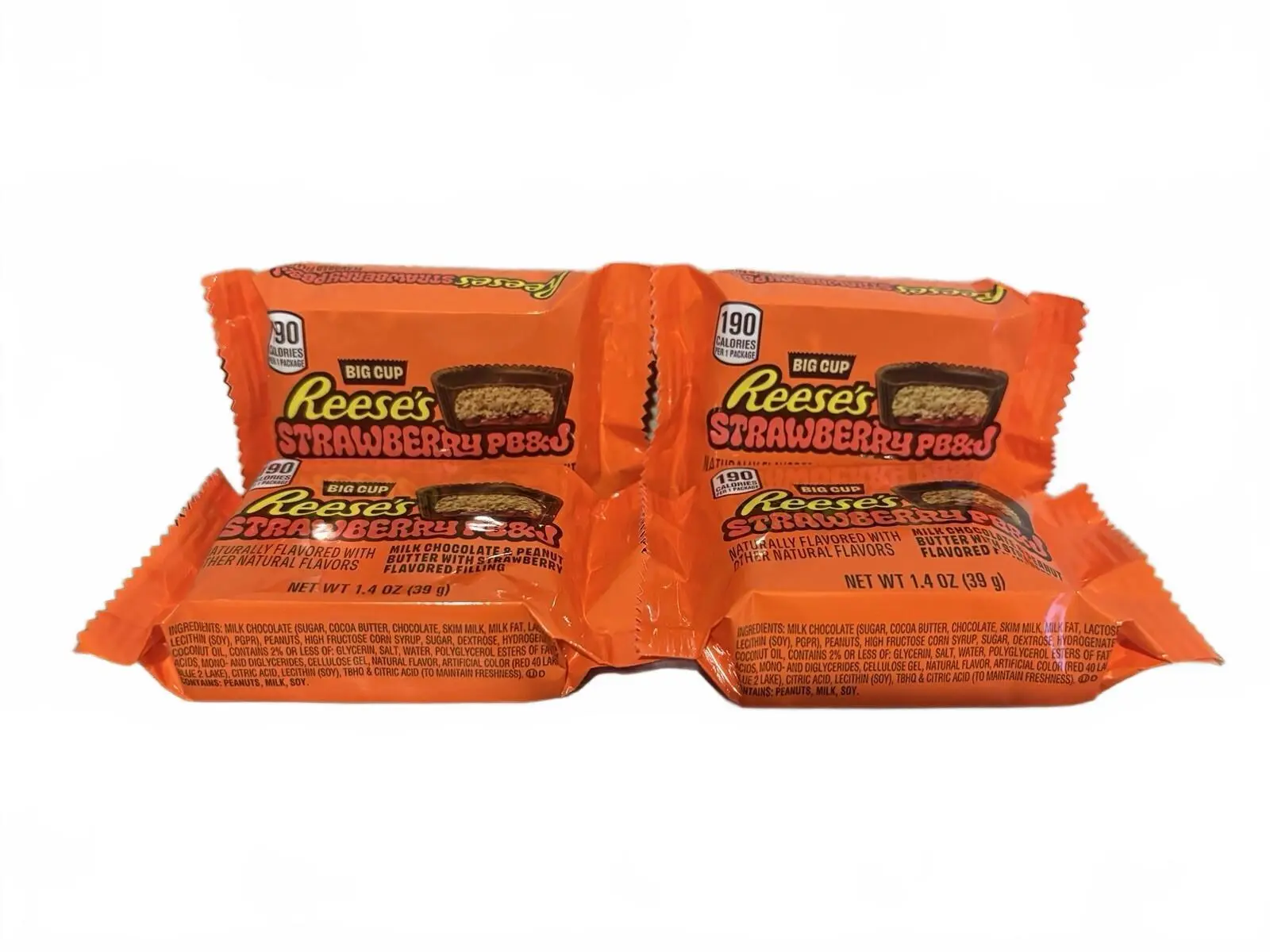 Lot of 4 Reese’s Big Cup Strawberry PB&J Peanut Butter Cups 1.4 oz New Limited