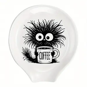 Christmas Coffee Spoon Rest Ceramic Spoon Holder, Kitchenware, Cafe Bar Accessories Snowman Nativity Scene Teaspoon Quote Rests for Station Decor Stove Top Countertop Kitchen Accessories Christmas Thanksgiving Gift for Coffee Lovers