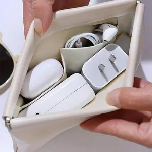 Portable Data Line Storage Bag, Automatic Closure, Cable Organizer, Travel Essential, Small Size, No Dividers, Must-Have Accessories, Travel Organization Pouch, Portable Travel Accessory, Travel Home Organizer