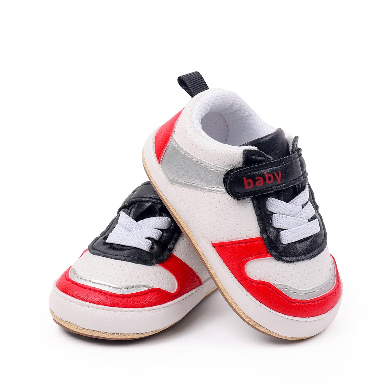Ma&Baby Baby Sneakers Contrast Color Sequins Shoelace Soft Sole Non-Slip Infant First Walking Shoes for Spring Fall 0-18 M