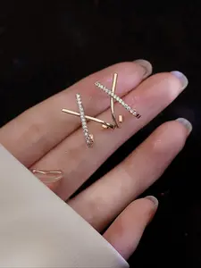 Women's Asymmetric Rhinestone Cross X Earrings, Elegant Jewelry Accessory for Women, Perfect Gift Idea for Her
