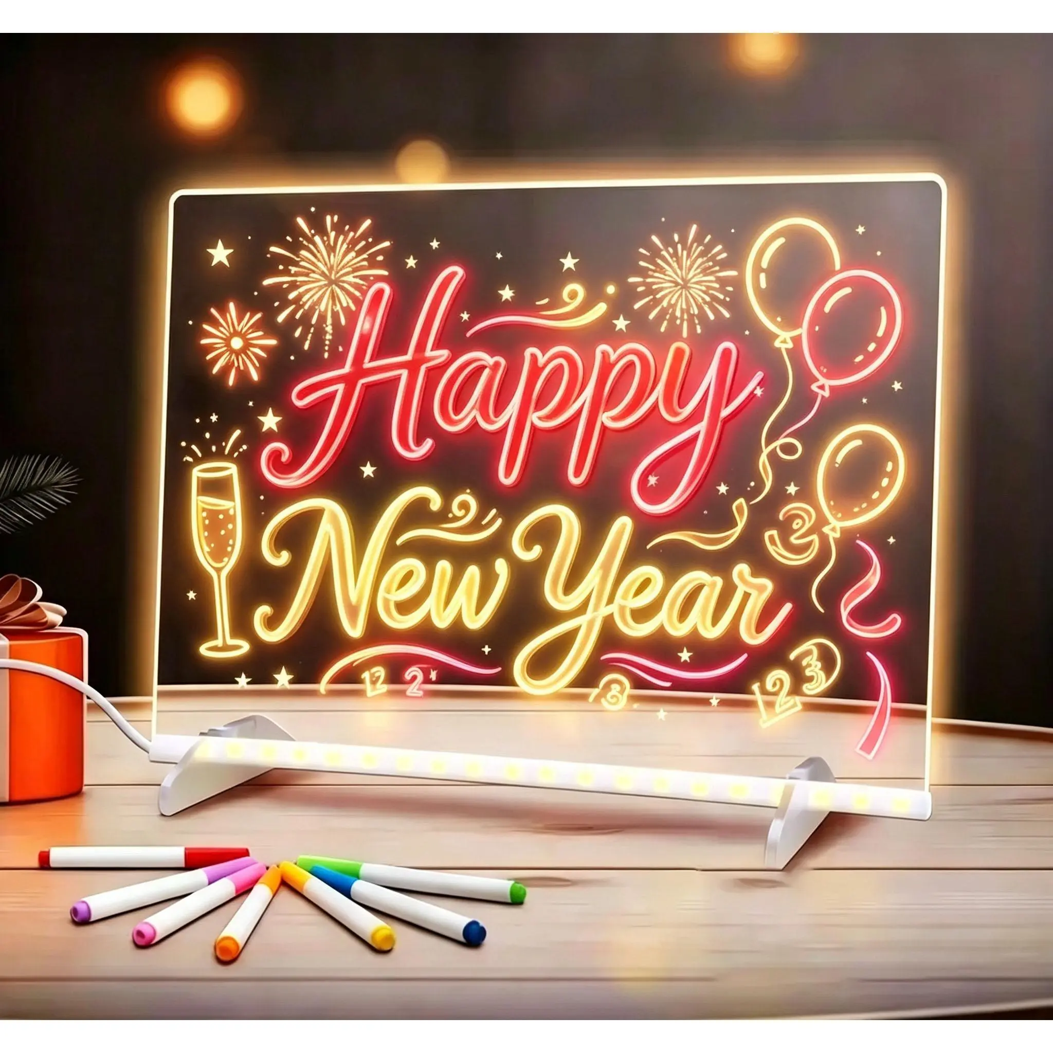 Light Up Kids Drawing Pad, Erasable Reusable LED Message Board, Comes with Markers, Wipes & Line Art Sheets, Can Be Desk Display or Hanging Decor, Perfect Birthday & Christmas Gift for Children