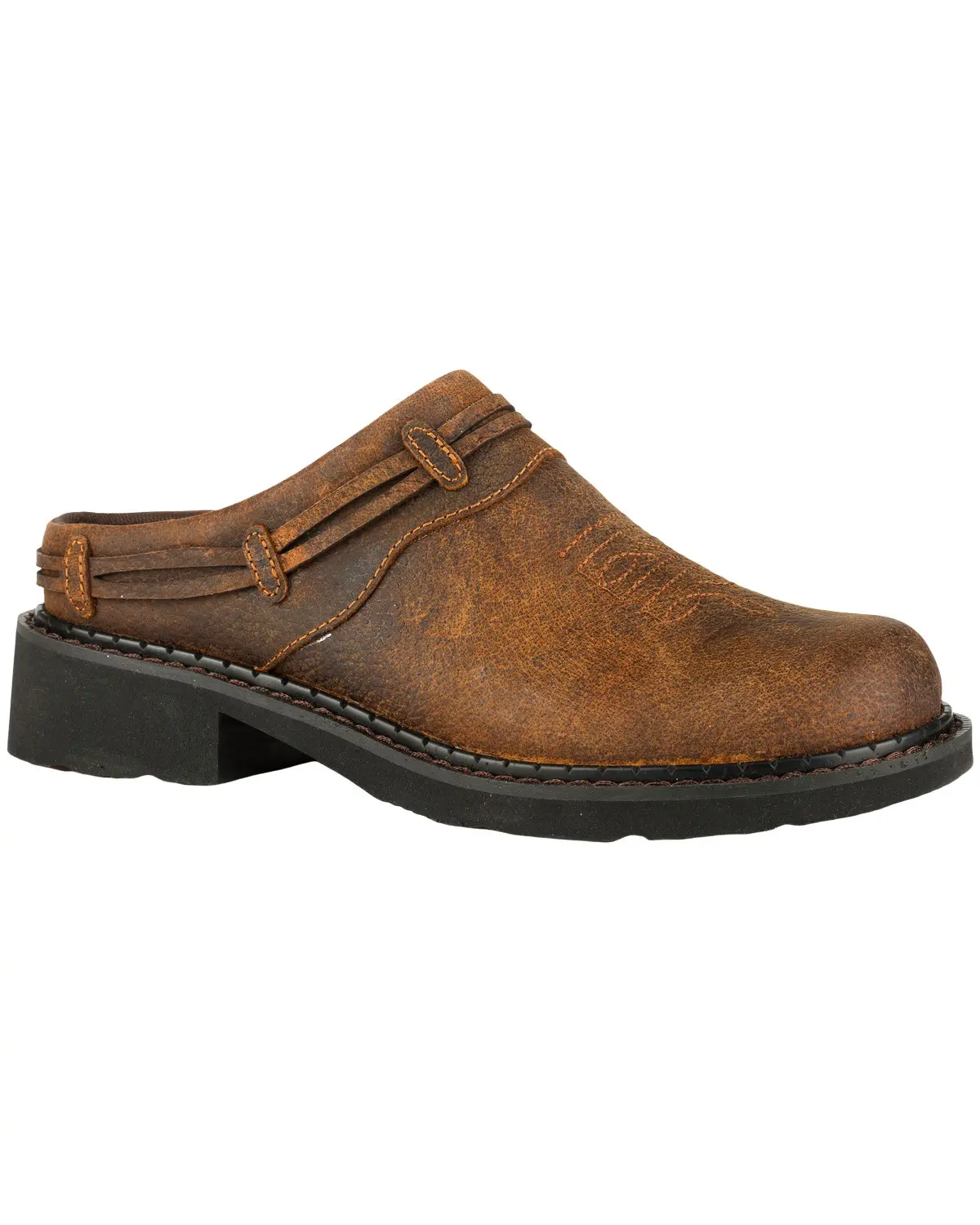 Women's Women'S Laces Crazy Horse Leather Slip-On Mules Round Toe - 09-021-5411-0451 Br