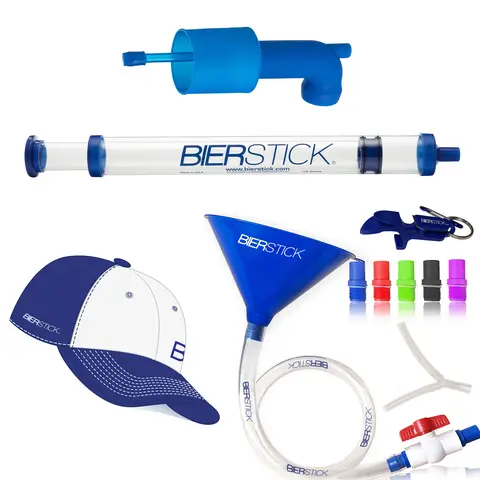 Bierstick Triple Threat Bundle Gift Pack - All 3 Drinking Gadgets - 24oz Party Syringe, Tube & Funnel, Snorkel, Shotgun Bottle Opener + Free Hat