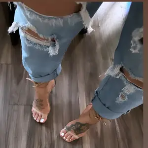 Clear strap Heels Square Toe