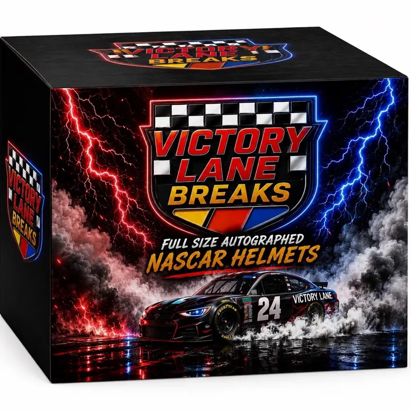 Victory Lane Breaks (Pick Your Team) Autographed NASCAR Driver FULL-SIZE Helmet Collectible Racing Memorabilia + 2 NASCAR trading cards