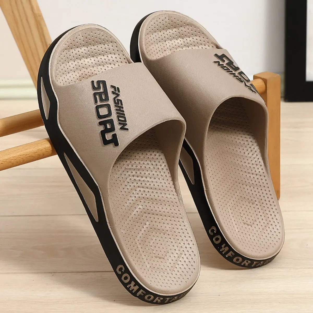 Unisex Open Toe Anti-Slip Casual Slides - Breathable, Lightweight, Quick-Drying Footwear with Geometric Print for Indoor, Outdoor, Shower Use (Home Supplies Rain Shoes & Covers Category), Open Toe Slippers
