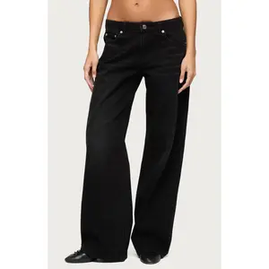 Edikted Women's Raelynn Washed Low Rise Baggy Jeans