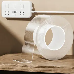 Ultra-strong Double Sided Adhesive,Nano Tape  Transparent Reusable Waterproof Tapes Heat Resistance Bathroom Home Decoration-16.4FT