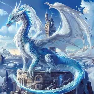 Blue Dragon Pattern DIY Diamond Arts Colorful Painting Kit without Frame, DIY 5D Diamond Arts Colorful Painting Kit, Wall Art Decor for Home, Crafts