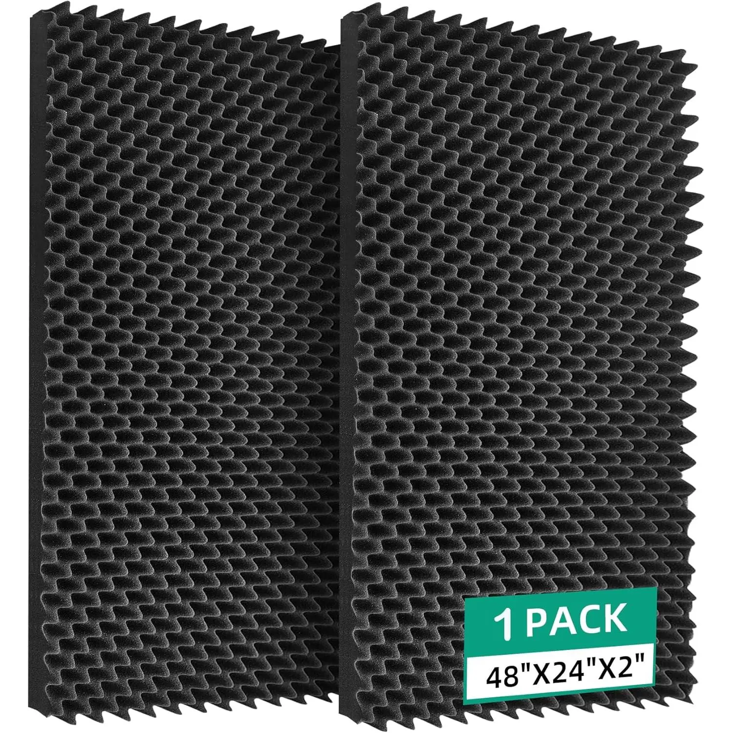 1 Pack 48" X 24" X 2" Sound Proof  Panels for Walls, High-Density Egg Crate Acoustic  for Noise Reduction & Echo Control in Home Studio, Recording Room, Office