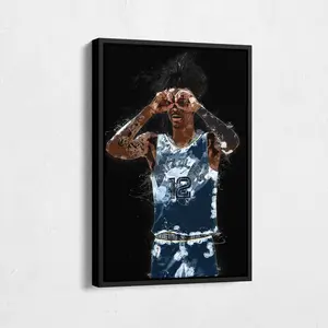 [Basketball Coming - Sale Up To 40%] [No Frame] Ja Morant Basketball Poster Wall Art, Memphis Pro Basketball Wall Decor for Home, High Energy Sports Wall Poster