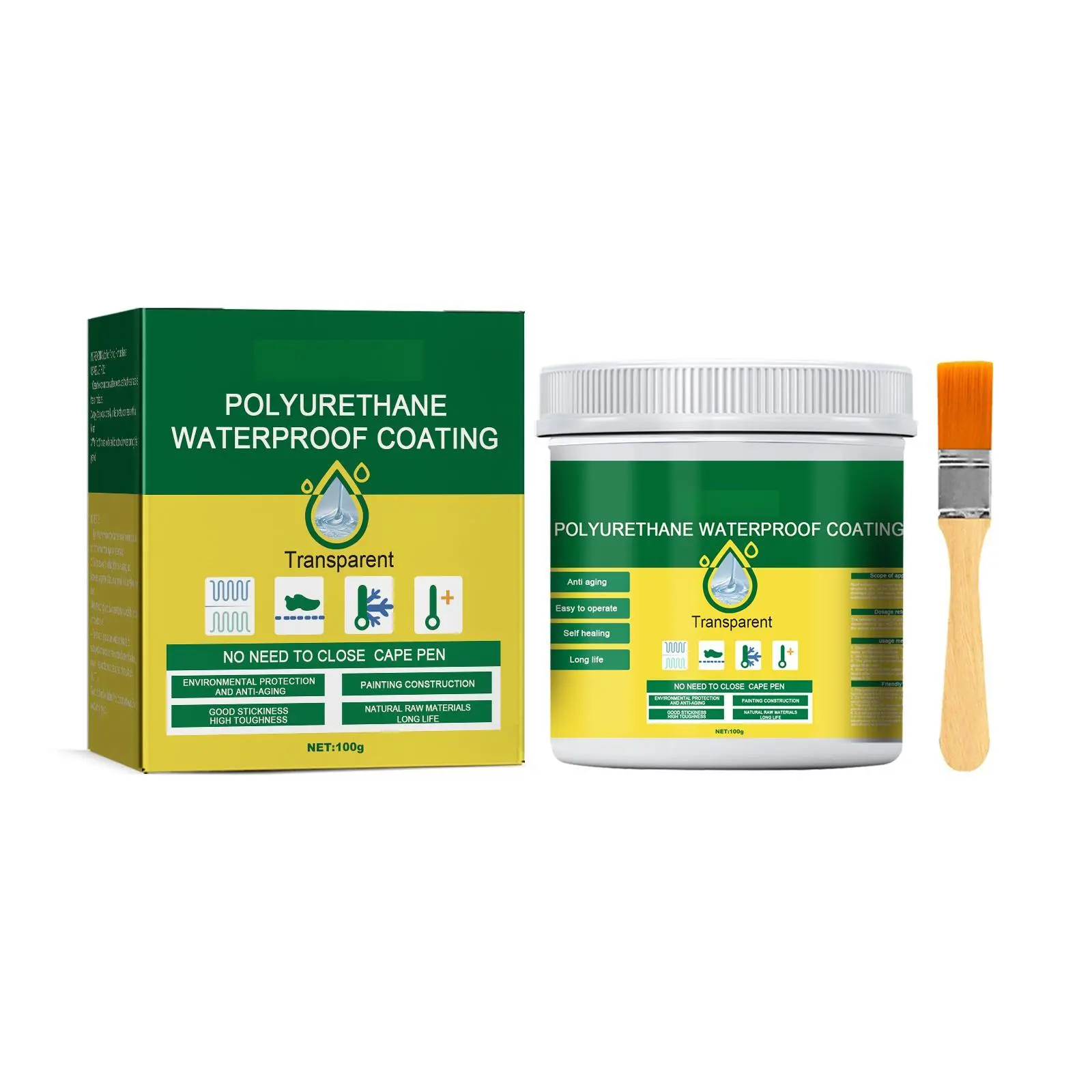 Transparent Waterproof Adhesive Agent - Roof & Bathroom Pipe Leak Repair Wall Coating (No Brick Demolition Required), Pure Concentrated Formula with Isopropyl Alcohol, Glass Cleaner, Microfiber Cloth for Deep Cleaning, Outdoor Use