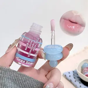 Gege Bear Crystal Moisturizing Lip Gloss, Hydrating Transparent Shimmer, Glass Lips Foundation, Affordable Lip Care, Single Stick