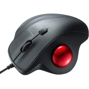 Wired Ergonomic Trackball Mouse-Optical Vertical Rollerball with Silent Buttons, 34mm Trackball, 600/800/1200/1600 DPI-Compatible For MacBook, Laptop, Computer (Windows, macOS)-Red