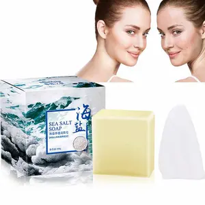 2 Pcs Soap with Sea Salt Natural Goat's Milk for Face Dry and Natural Oily Skin, Exfoliating Acne Deeply Clean Problem Skin, All Skin Types, Face Wash Body Wash Skincare
