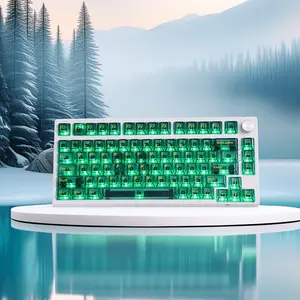 Emerald Green Ice Crystal High-Transparency Mechanical Keycaps - 61/68/87/98/99/104 Keyboards, Durable ABS Material, Original Height, Vibrant Color for Gaming & Typing, Gaming Keyboard Accessories, Keyboard Upgrade, Sleek Keyboard Design, Highquality Keys