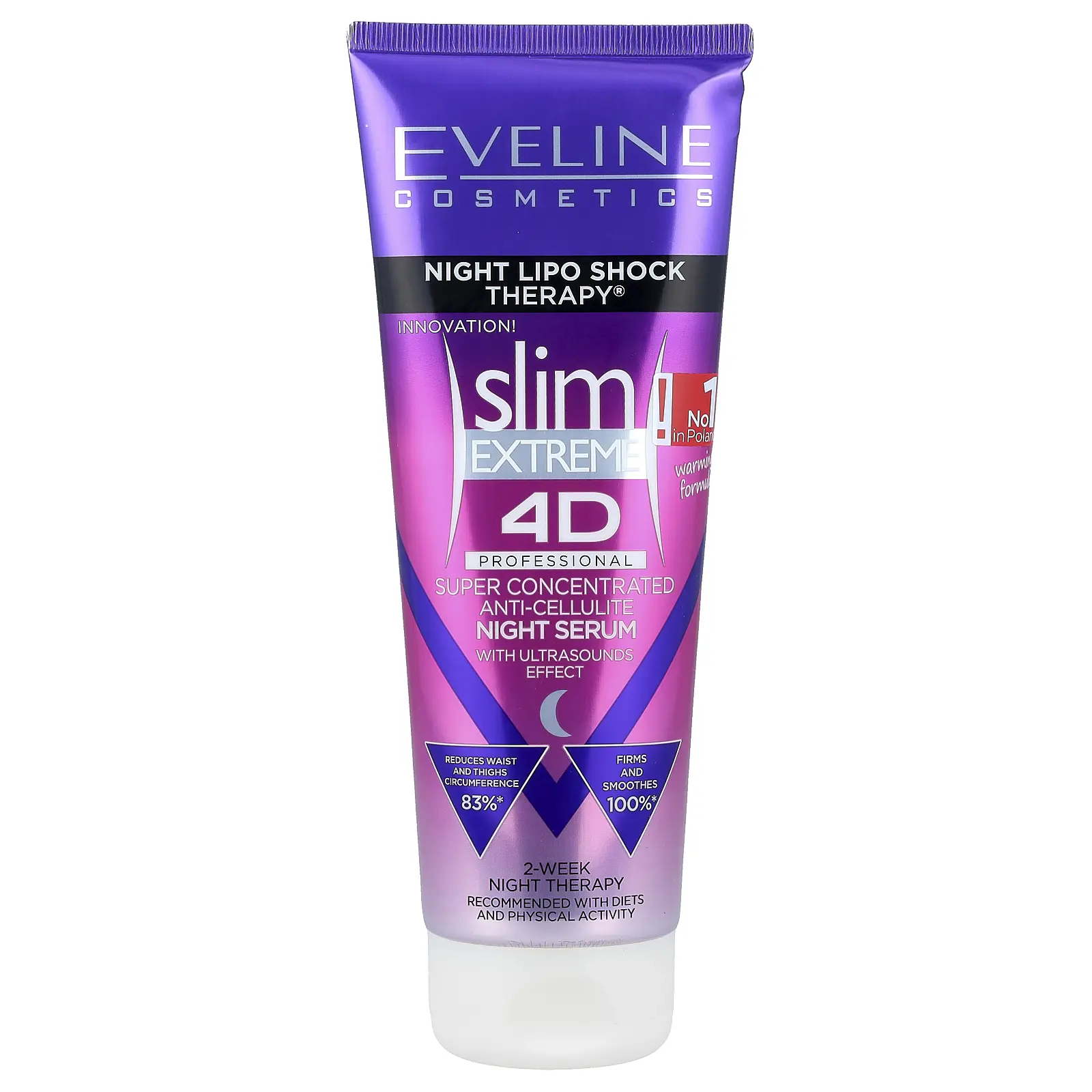 Eveline Cosmetics Slim Extreme 4D, Super Concentrated Anti-Cellulite Night Serum, 8.8 fl oz (250 ml)